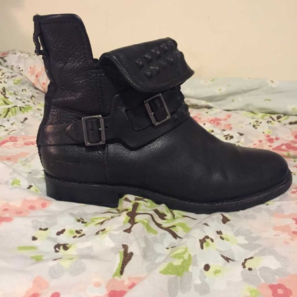 Black leather studded Uggs